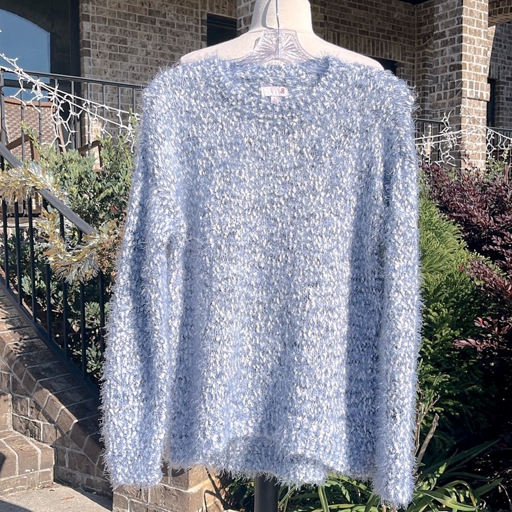 Sweater Comfy Cozy Blue Pullover Fluffy Acrylic Womens Small